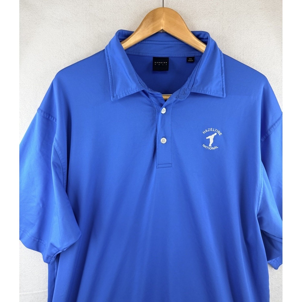 Dunning Golf Men's Blue Short Sleeve Polo Shirt , XXL, Hazeltine National‎ Club